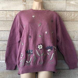 Northern Reflections cotton floral embroidered pullover